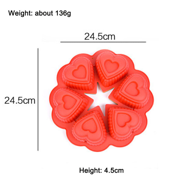 DlY 25*25*4.5cm 136g heart Shape Silicone Cake Mold Baking Tools Bakeware Maker Mold