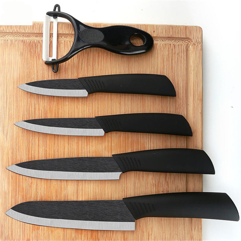Top quality Gifts Zirconia black blade black handle 3" 4" 5" 6" inch + Peeler + covers ceramic kitchen knife set Main image