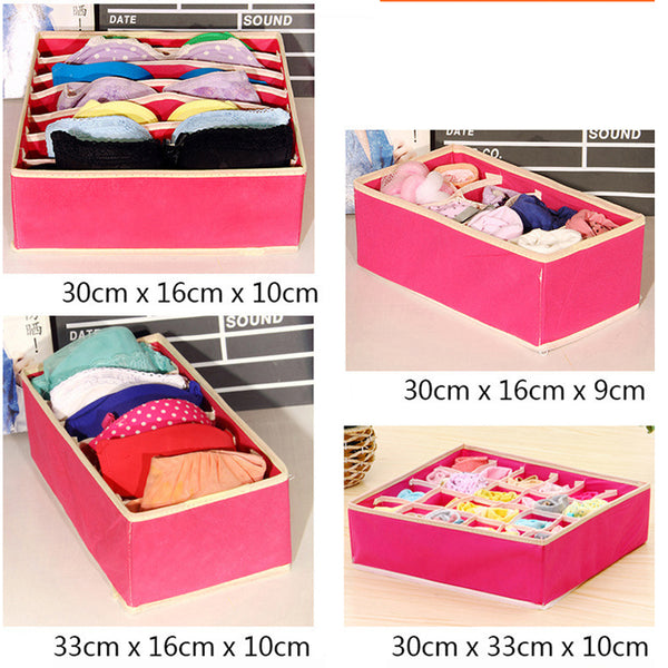 4pcs Multi-size Bra Underwear Organizer Foldable Home Storage Box Non-woven Wardrobe Drawer Closet Organizer For Scarfs Socks