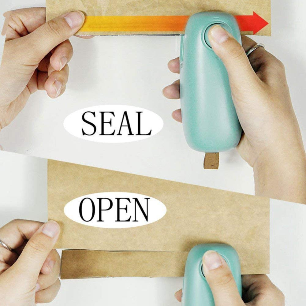 2 in1 Mini Portable Handheld Heat Sealer Useful Blue Plastic Sealing Bag Cutter Resealer Heat Sealing Machine Vacuum Packing