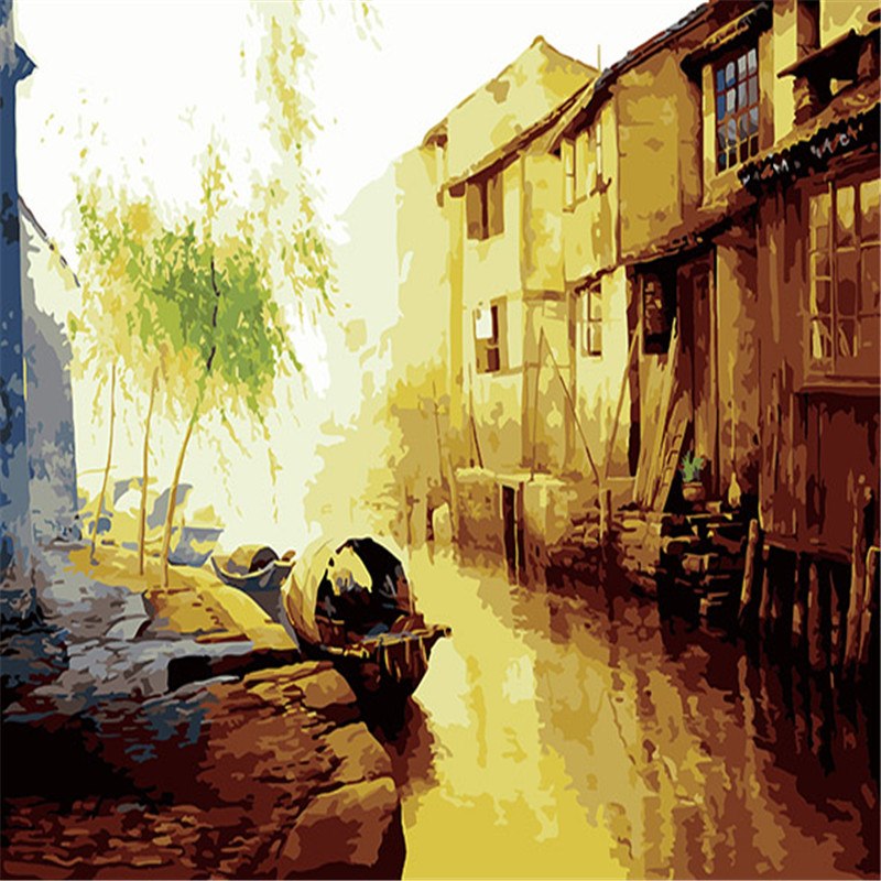 HELLOYOUNG DIY Handpainted Oil Painting Dream Water Digital Painting by numbers oil paintings chinese scroll paintings