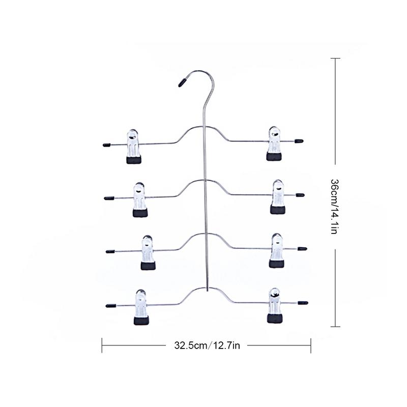 1 PC 32.5*36 cm 4-layer Pants Rack Trousers Skirt Jeans Socks Hanger Drying Rack 8 Clips Wardrobe Space Saving Storage Organizer Secondary image