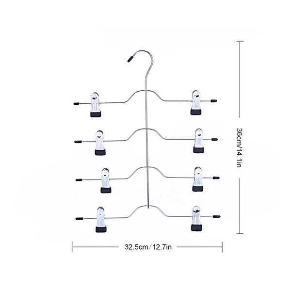 1 PC 32.5*36 cm 4-layer Pants Rack Trousers Skirt Jeans Socks Hanger Drying Rack 8 Clips Wardrobe Space Saving Storage Organizer