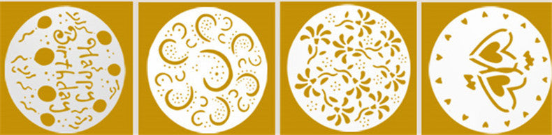 Different kinds of Pack of 4 pcs Variety Cake Cupcake DIY Stencil Template Mold Birthday Spiral Decoration