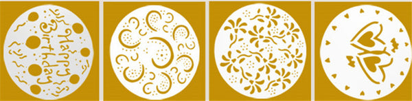 Different kinds of Pack of 4 pcs Variety Cake Cupcake DIY Stencil Template Mold Birthday Spiral Decoration