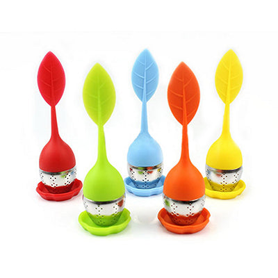 CJ049 Food-grade 1 pc Silicone & Stainless Steel Leaf Tea Leaf Strainer Herbal Spice Infuser Tea Filter Secondary image