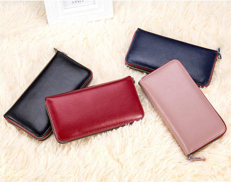 New design fashion women wallet rear genuine leather wallet cow leather purse female casual clutch money clips colors