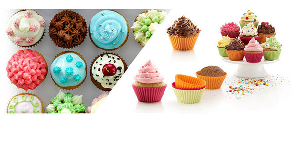 Muffin Cupcake Silicone Cups 12pcs/lot Round For Muffin Cupcake DIY Baking Fondant Muffin Cake Cups Molds Free Shipping