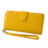 High-capacity candy-colored zipper wallet High quality Leather Handbag button Cross-shaped long section Wallets