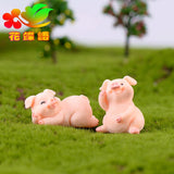 2pcs/lot Cute Pigs Micro Landscape Resin Crafts Small Decoration Keychain Accessories Dolls 12 Zodiac Pigs