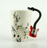 Creative Music Violin Style Guitar Ceramic Mug Coffee Tea Milk Stave Cups with Handle Coffee Mug Novelty Gifts