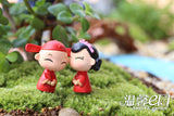 2pcs/lot Couple dolls Bride and groom Wedding decorations Micro landscape ornaments Chinese style creative ornaments Crafts