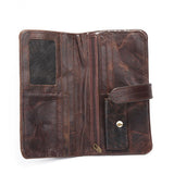 Oil wax leather men's leather wallet casual retro long wallet large capacity multi-position clutch men's purse