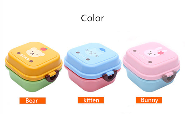 Creative Cartoon Kids Lunch Bento Box For Children Food Thermos Heated Container With 2 Food Divided Layers Kitchen Dining Tools