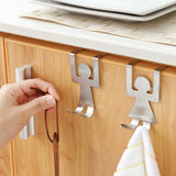 2Pcs Stainless Steel Lovers Shaped Hooks Kitchen Hanger Clothes Storage Rack Tool