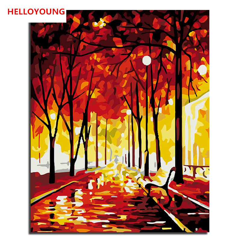 HELLOYOUNG DIY Handpainted Oil Painting Open Digital Painting by numbers oil paintings chinese scroll paintings