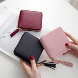 Hot Sale Square Women Coin Purses Holders Wallet Female Leather Tassel Pendant Money Wallets Hot Fashion Clutch Bag