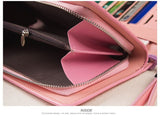 High-capacity candy-colored zipper wallet High quality Leather Handbag button Cross-shaped long section Wallets