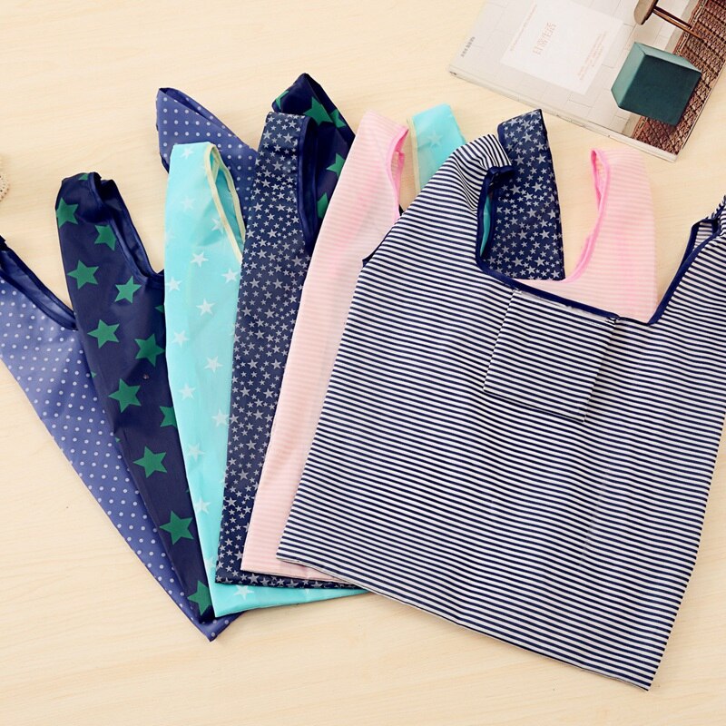 Fashion portable women shopping bag creative printing Oxford cloth folding Ladies bag Kitchen storage bags home accessories