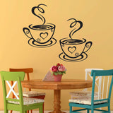 Double Coffee Cups Wall Stickers On The Kitchen Vinyl Art Wall Decals Adhesive WallPapper Room Decoration Home Decor