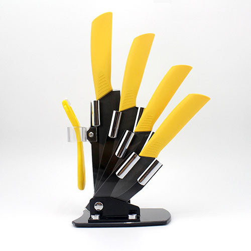 High quality brand black blade kicthen ceramic knife set 3" 4" 5" 6"inch+peeler+Acrylic Holder/stand Chef Kitchen knife
