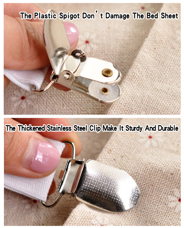 4Pcs/Set Bed Sheet Clip Bed sheet Belt Fastener Mattress Elastic Non-slip Clip Blanket Gripper White and Black