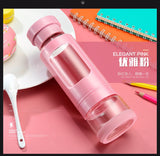 High quality 430ML Glass water bottle with tea infuser water tea bottle heat-resisting 4 colors