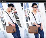 Canvas Leather Crossbody Bag Men Military Army Vintage Bags Shoulder Bag Casual Travel school Bags For Teenagers sac a dos bolsa