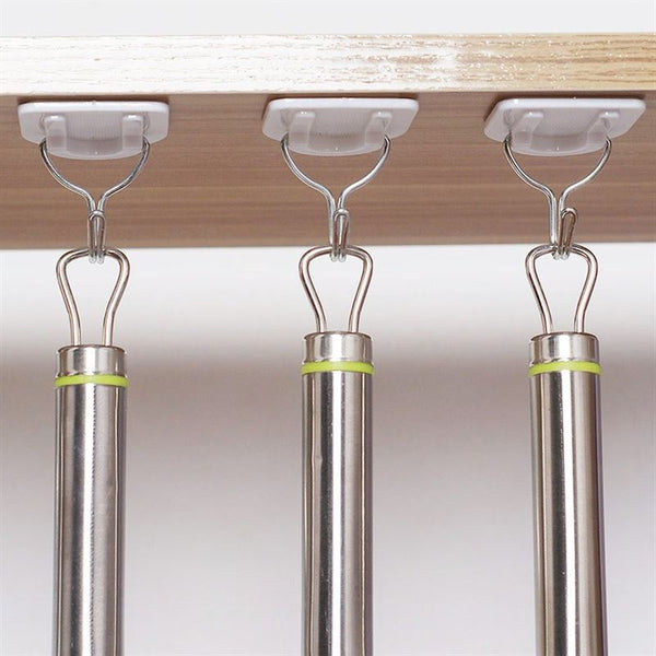6PCS Strong Adhesive Hook Wall Door Sticky Hanger Holder Kitchen Bathroom White hangers for clothes