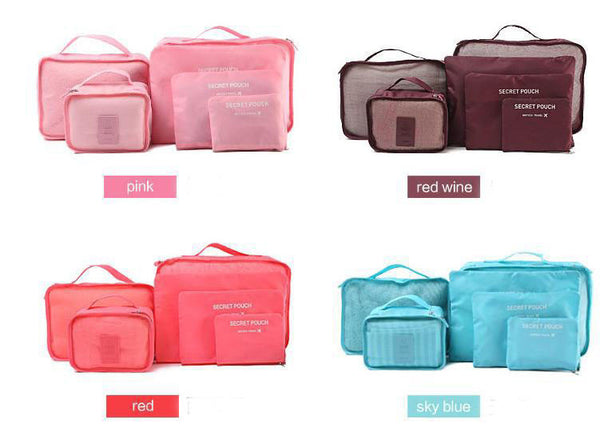 Travel Storage Bag Set  6 PCS For Clothes Tidy Organizer Pouch Suitcase Handbag Home Closet Divider Drawer Organiser
