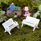 XBJ029 Mini Garden Ornament Miniature Park Seat Bench 2pcs Craft Fairy Dollhouse Decor DIY sand table model material