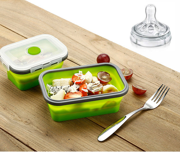 Silicone Folding Bento Box Collapsible Portable Lunch Box for Food Dinnerware Food Container Food Bowl For Children