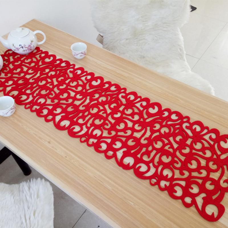 Rectangle Felt Table Runners Modern Hollow Out Table Runner Home Decoration TV Cabinet Table Runners for Wedding Decorations
