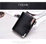 Elegant casual men's wallet vertical section multi-function card holder PU genuine multi-card buckle purse
