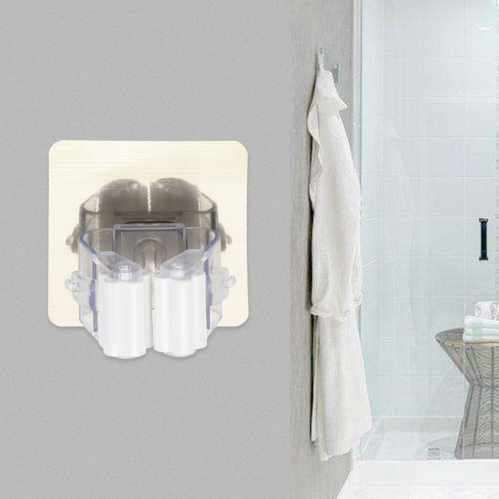 Multifunctional Traceless Sucker Hook Mop Holder Wall Mounted Kitchen Bathroom Suction Cup Rag/Broom/Mop Rack Storage Holder Secondary image