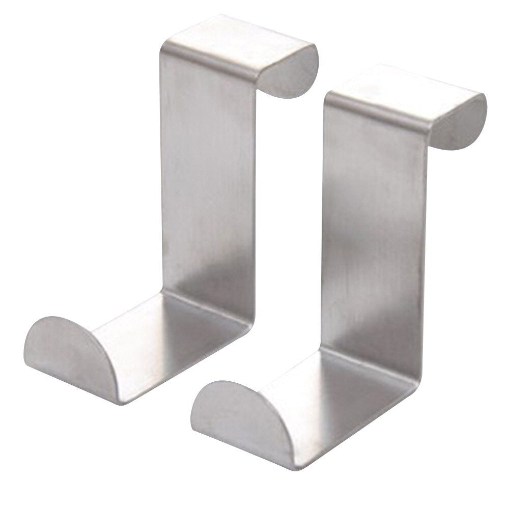 Newest 2PC Door Hook Stainless Kitchen Cabinet Clothes Hanger Levert Dropship Main image