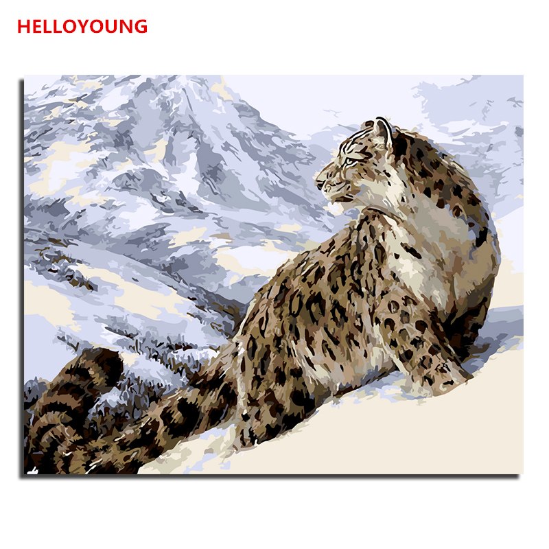 HELLOYOUNG America Leopard DIY Painting By Numbers Handpainted Oil Painting Home Decor Wall Art Picture For Living Room 40x50cm