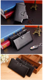 New Fashion High quality PU leather clutch mal leather Wholesale Long wallet soft leather buckle card package