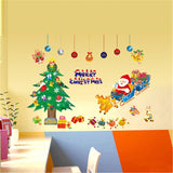 Creative personality Santa Claus PVC transparent film Christmas Wall Stickers Home Decorative Waterproof Wallpapers