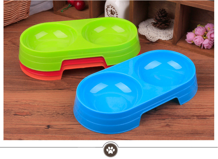 Pet dog bowl dog double water food bowl Plastic Cat Food Eating Bowls Anti Slip Pet food Feeder Water Container for Dogs 2 size