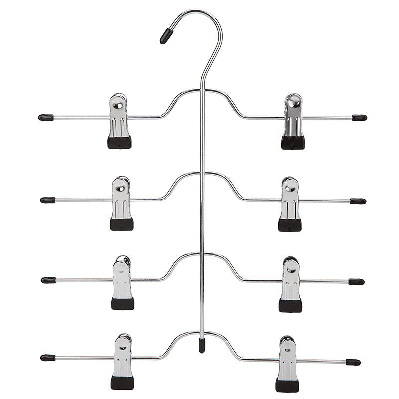 1 PC 32.5*36 cm 4-layer Pants Rack Trousers Skirt Jeans Socks Hanger Drying Rack 8 Clips Wardrobe Space Saving Storage Organizer Main image