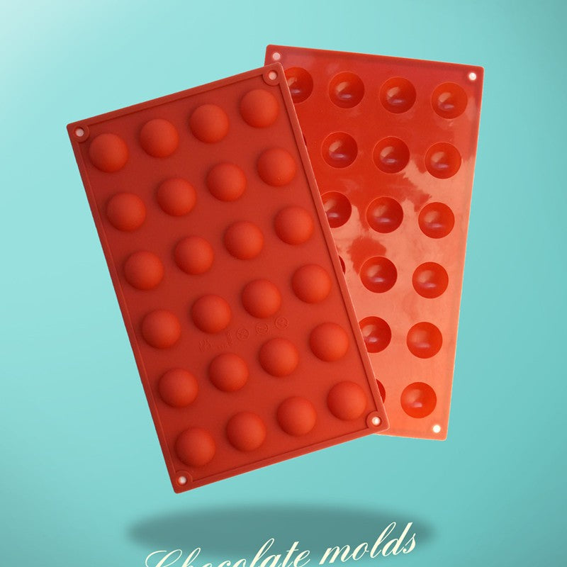 Pastry Tools Large Size 24 Holes Half Rond Grade Silicone Chocolate Mold , Muffin Mold/decorating Cake Tools