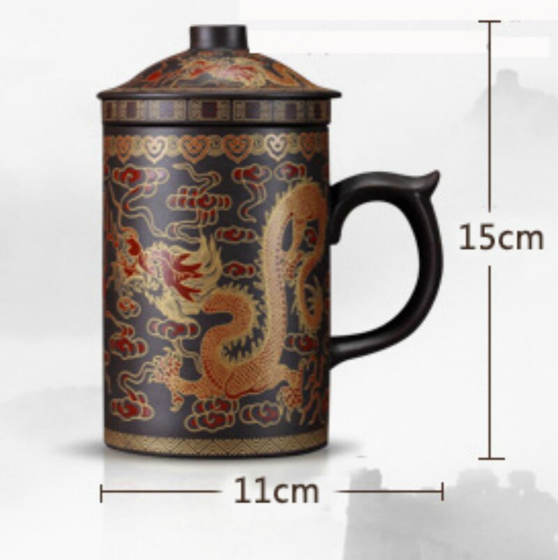 Round purple queen of Pu'er Filter tea cup ceramic cups office cups gift travel kung fu for teas 300ML Secondary image