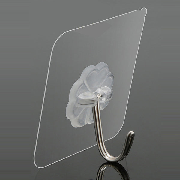 6pcs Transparent Strong Self Adhesive Door Wall Hangers Towel Mop Handbag Holder Hooks For Hanging Kitchen Bathroom Accessories