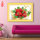 DIY 5D Full Diamond Embroidery Strawberry Food Round Diamond Painting Cross Stitch Kit Diamond Mosaic Home Decoration