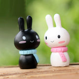 XBJ058 Mini Rabbit 2pcs Animal Miniature Fairy Garden Decoration Doll House Terrarium Decor Ornament Toys