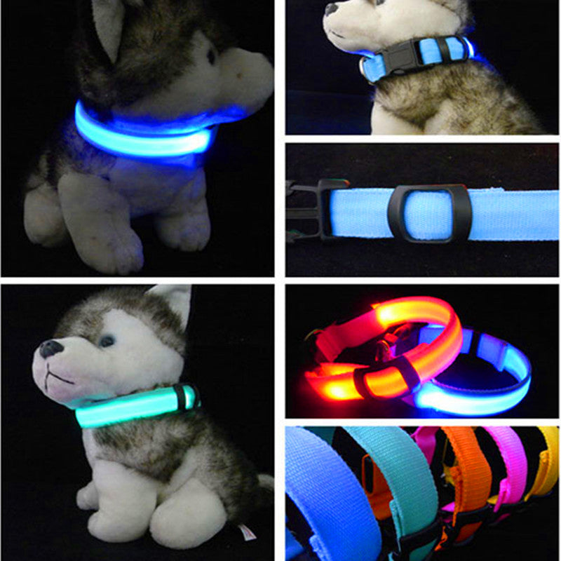 CW001 Nylon Pet Dog Collar LED Light Night Safety Light-up Flashing Glow in the Dark Cat Collar LED Dog Collars For Small Dogs