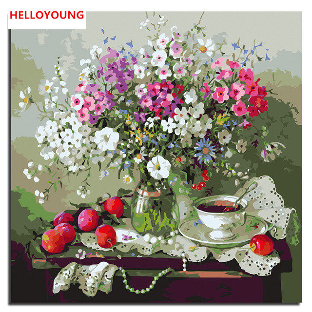 Colorful flowers Digital Painting picture drawing Painting by numbers flower oil paintings chinese scroll paintings Home Decor