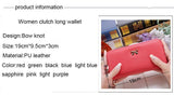women long clutch Wallets female Fashion PU Leather Bowknot coin bag phone purses Famous designer lady cards holder wallet