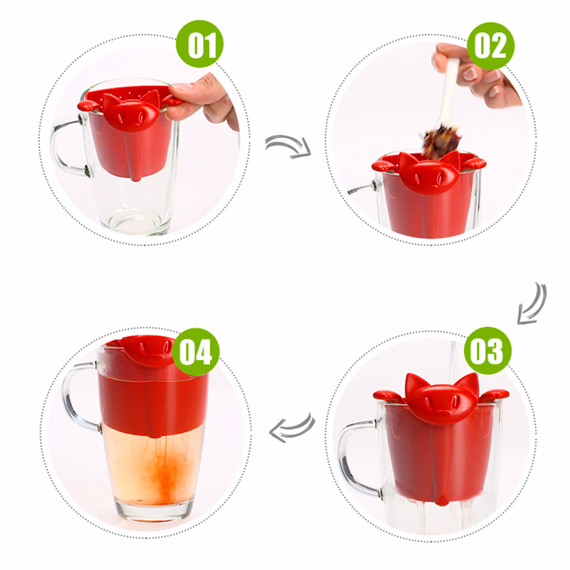 Coffee Tea Infuser Teapot Tea Strainer Cartoon Animal Kitten Plastic Teabags Filter Drinkware Coffee Tea Accessories Secondary image
